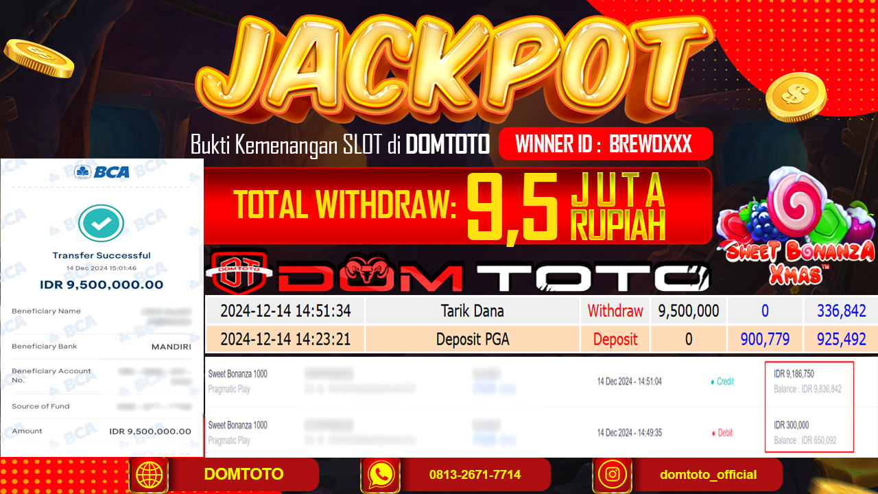 JACKPOT SLOT SWEET BONANZA 1000 14 DESEMBER 2024